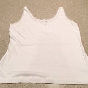 2 tank tops. White with lace trim ,And mint green